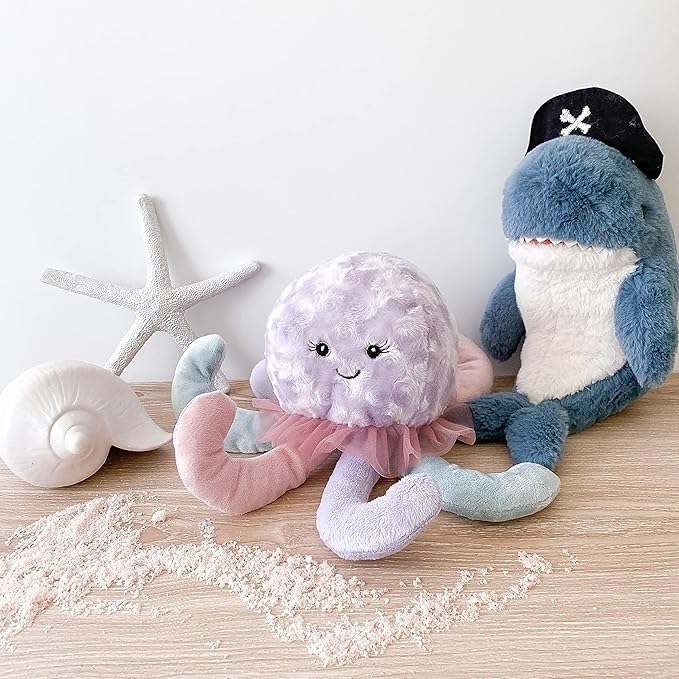 MON AMI Captain O'Fish Pirate Shark Stuffed Animal 12”, Soft & Cuddly, Use as Toy or Nursery Room Décor, Ocean Animals, Great for Kids of All Ages