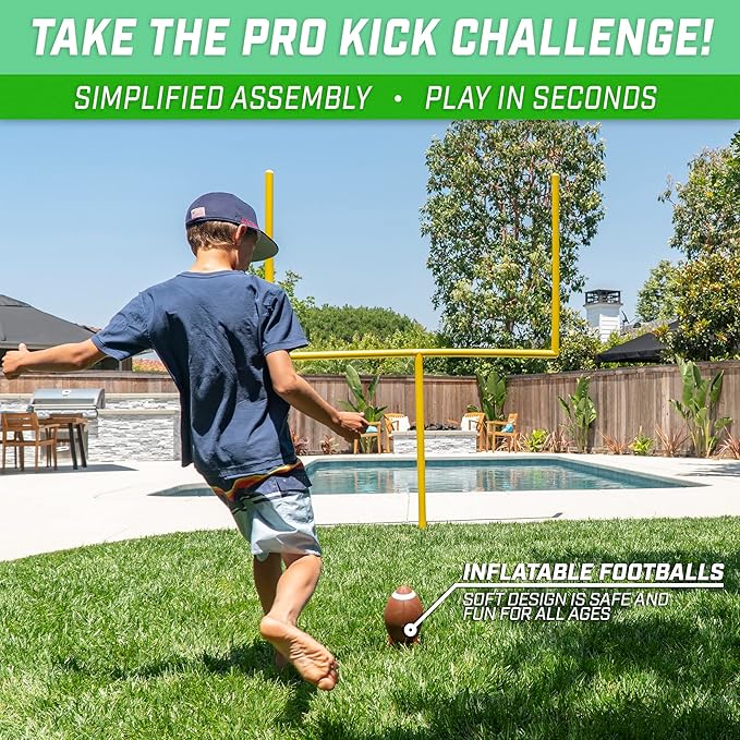 GoSports Football Field Goal Post - 6 or 8 ft Backyard Football Game