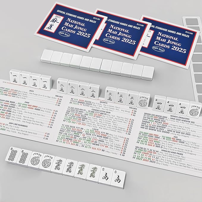 Mahjong Card 2025 Official Revision, 4Pcs Large Size Mah Jongg Card Set for Parties, Game & Outdoor