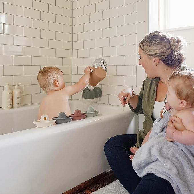 mushie Baby Bath Rinse Cup | 100% Food Grade Silicone | Shampoo & Body Washing Rinser Cup For Kids (Rose)