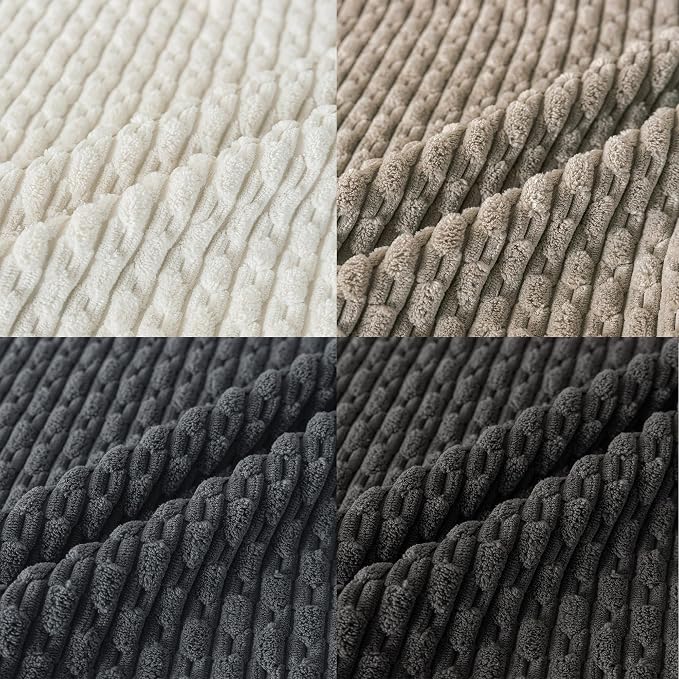 Set of 4 Grey White Taupe Decorative Throw Pillow Covers 18x18 Inch Corduroy Pillow Covers for Bed Couch Sofa Living Room Soft Square Cushion Cases