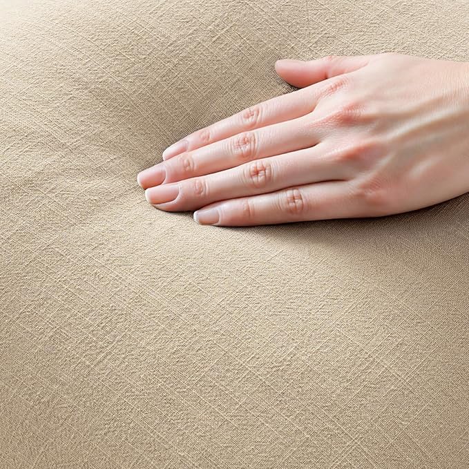 MIULEE Boho Linen Fringe Decorative Euro Throw Pillow Covers Beige 24x24 | Set of 2, Cottagecore Decor, Boho Farmhouse Neutral Pillow Covers, Rustic Couch Cushion Cases for Sofa Bed Living Room