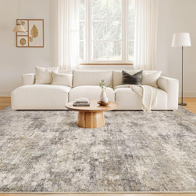 Nakagishi Boho 10x14 Area Rug Living Room Rugs Machine Washable Brown Grey | Soft, Pet & Kid Friendly, Carpet for Living Room/Bedroom/Office/Kitchen/Nursery, Daily Home Decor Stain Resistant Moroccan