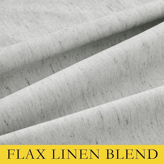 NICETOWN Grey Full Shade Room Warming Linen Curtain Panels 84 inches Long, Pair of Energy Smart & Noise Blocking Out Blackout Drapes for Guest Room Window, Thermal Insulated Lined Window Dressing