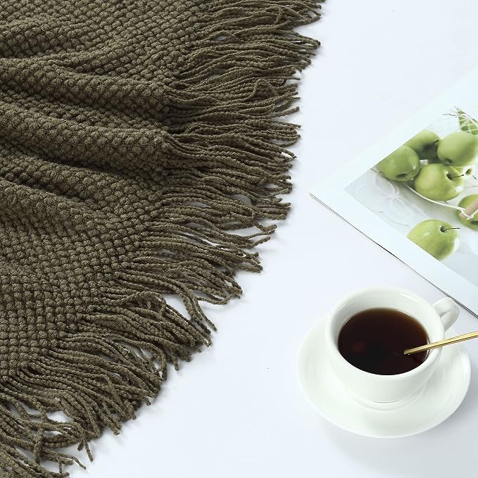 CREVENT Knitted Decorative Throw Blanket for Couch Sofa Chair Bed, Soft Breathable Lightweight for Spring Summer Fall (50''X60'' Green Dot)