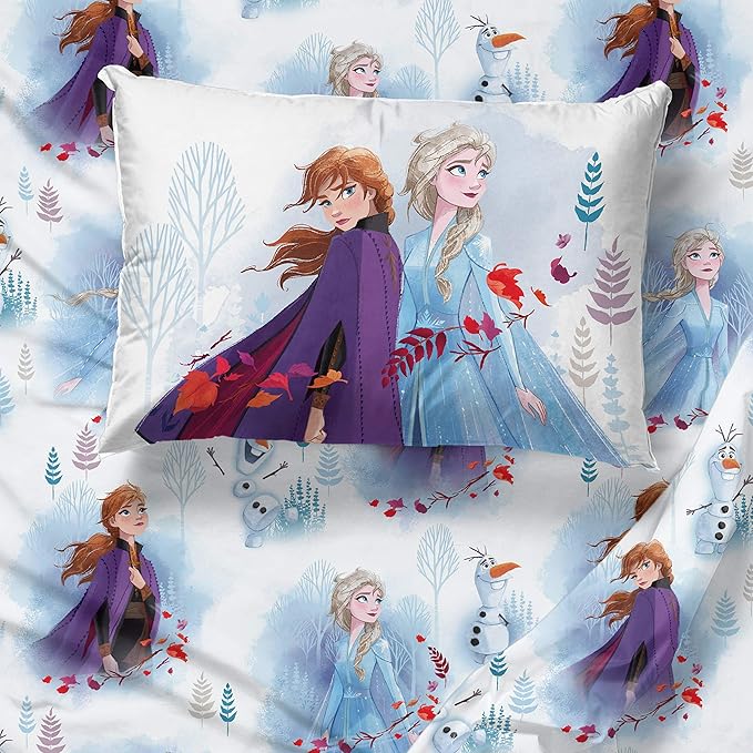 Jay Franco Kids Sheet Set with Fitted, Flat Sheets & Pillow Cover - Ultra-Soft Bedding with Pillowcase for Room Decor, Multi - Frozen, 3 Piece Twin