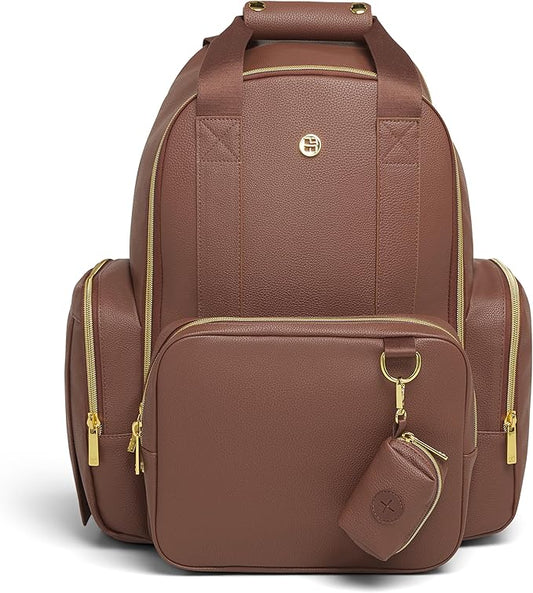 HUGGIES Unisex-adult Signature Hug Pack Diaper Backpack, Cognac Leather, One Size