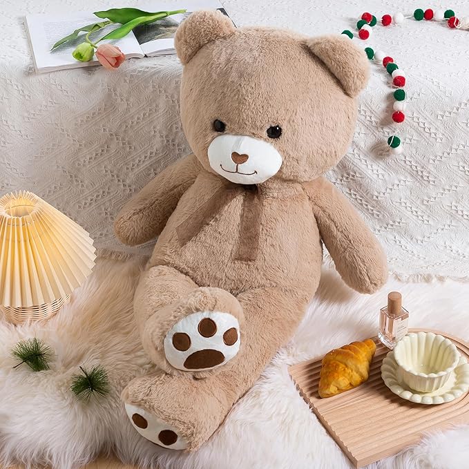 Big Teddy Bear 3 Feet Giant Stuffed Animal Brown Large Teddy Bear Stuffed Animals Huge Stuffed Bear Plush Toy for Girlfriend Women Kids for Halloween Christmas