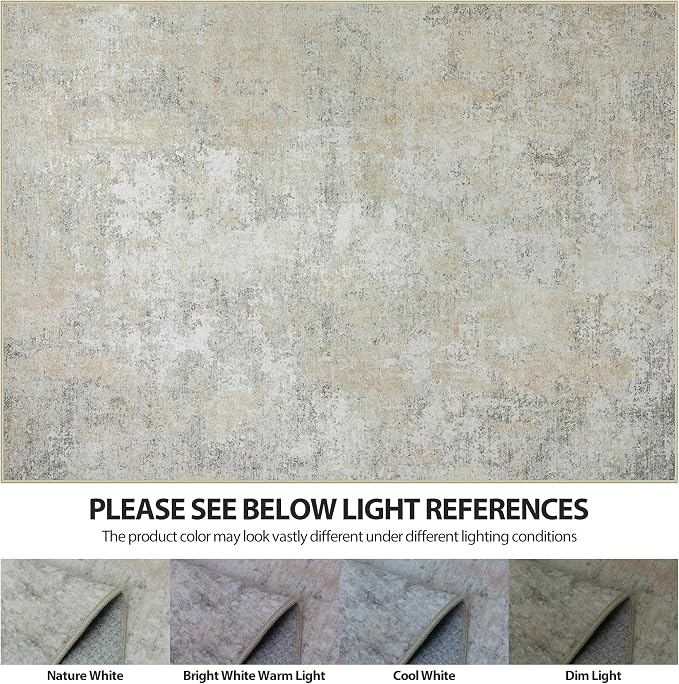 9x12 Area Rugs for Living Room Rug Washable: Abstract Large Rug for Dining Room Bedroom Carpet Non Slip 9 by 12 Indoor Modern Nursery Home Office Beige Grey