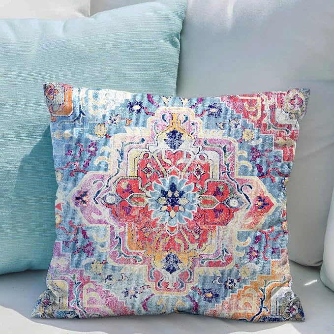 Snycler Antique Boho Hereke Rug Print Boho Throw Pillow Cover 20x20 Inch Set of 2 Double Sided Decorative Soft Throw Pillow Case Cushion Case for Home Decor Living Room Bed Couch Car