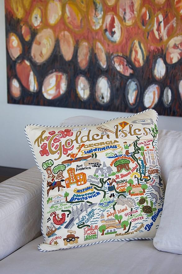 Catstudio Golden Isles Embroidered Decorative Throw Pillow