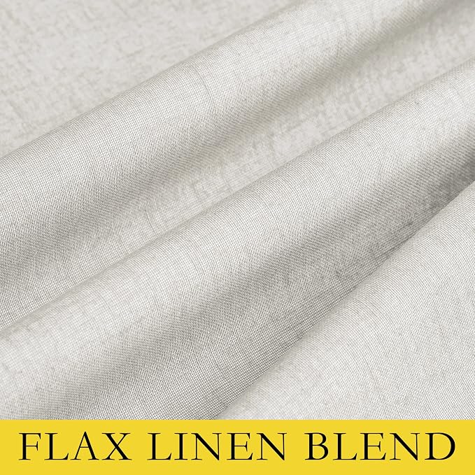 NICETOWN 100% Blackout Linen Texture Curtains 90 inches Long, Ivory, 2 Pcs, Thermal Insulated Full Blackout 2-Layer Lined Drapes, Energy Efficiency Window Draperies for Boy's Room