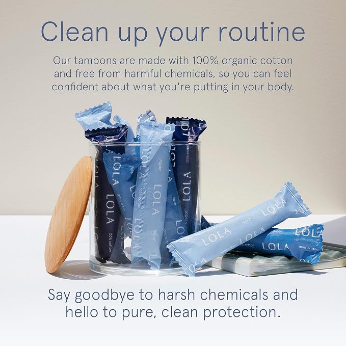 LOLA Organic Cotton Tampons, 60 Count - Tampons Regular, Period Feminine Hygiene Products, HSA FSA Approved Products Feminine Care
