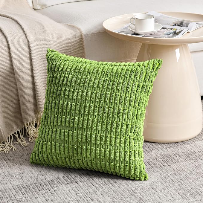 Fancy Homi 4 Packs Decorative Throw Pillow Covers for Living Room Couch Bed, Modern Farmhouse Boho Home Décor Accent Cushion Case, 18" x 18", Lime Green