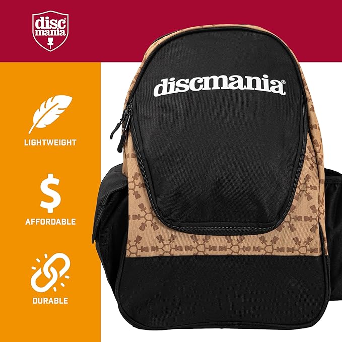 Discmania Fanatic Go Disc Golf Backpack | 18 Capacity + Top Pocket for 2 Putters | Lightweight, Durable Disc Golf Bag | Tall Side Pocket, Bottle Holder | Padded Straps & Water-Resistant Shell
