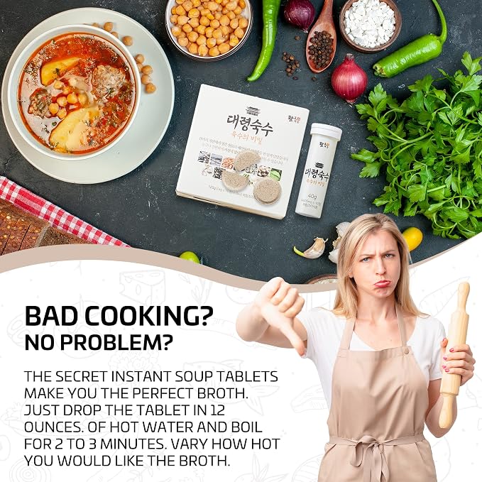 30 tablets - Seoul soup secrets - Instant Korean soup tablet, seafood vegetable stock broth, all natural ingredients, made in Korea