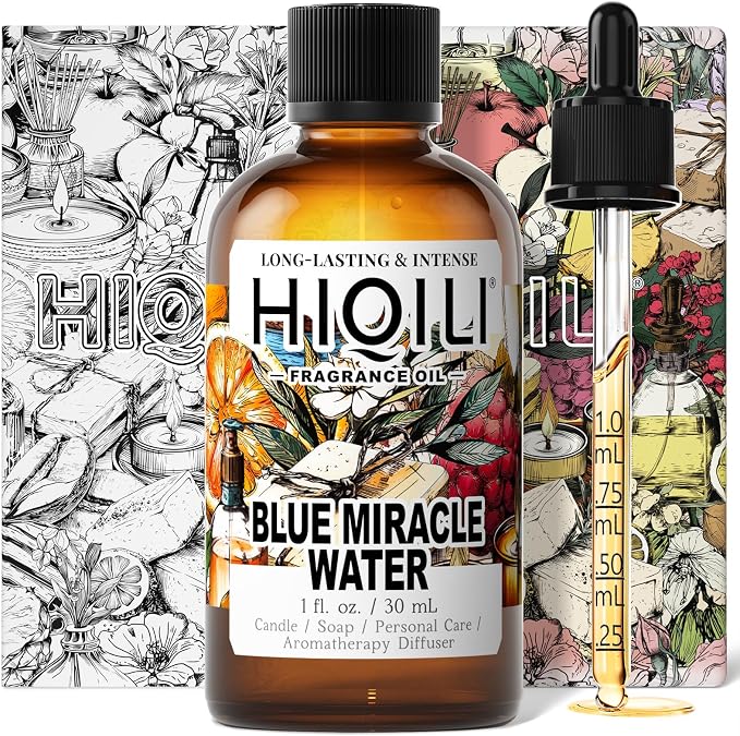 HIQILI Blue Miracle Water Fragrance Oil for Diffuser, Candle & Soap | Inspired by H.er-mes Ed.Mer-veilles-blu, Crisp Ocean Notes, Perfume Making, Long-Lasting Aroma for Home - 30mL / 1 fl.oz