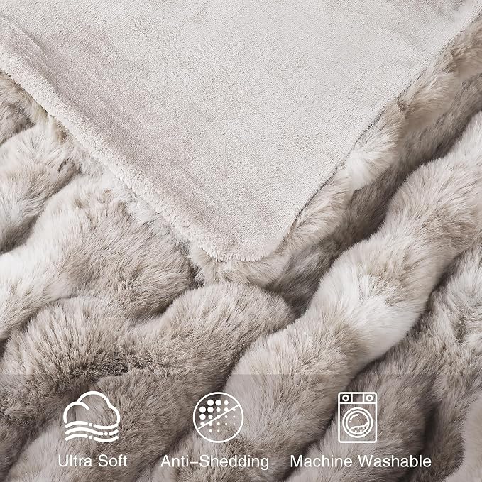Comelady Soft Fluffy Faux Fur Throw Blanket 60"x80", Bubble Plush Texture | Tie-dye Brown Thick Fuzzy Blanket, No-Shedding, Aesthetic & Cozy for Couch Bed Room Decor, Warm Gift for Women Men