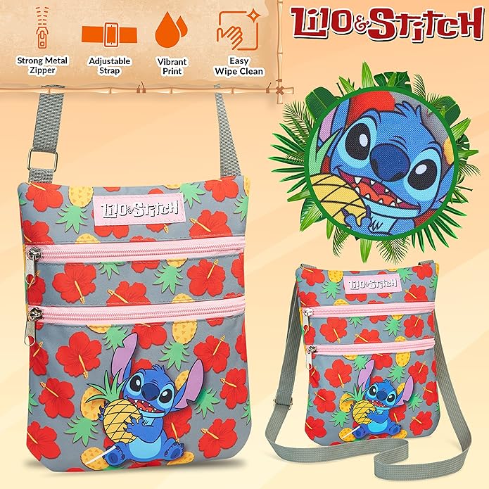 Disney Stitch Crossbody Bags for Women Teenagers Girls Purse Sling Shoulder Bag for Shopping Vacation Gifts for Her