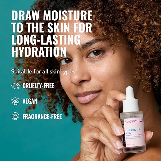 Good Molecules Hyaluronic Acid Serum Pack 2 – 30 ml Each | 1% Hyaluronic Acid, Non-Greasy Ultra Hydrating Serum, Facial Moisturizer for Plumper Skin, Skin Care for Face