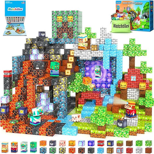 Magnetic Blocks Toys, Build Mine Magnet World Set, Magnetic Tiles Building for Boys & Girls Age 4-8 5-7, STEM Montessori Sensory Toys for Toddlers Kids Gifts