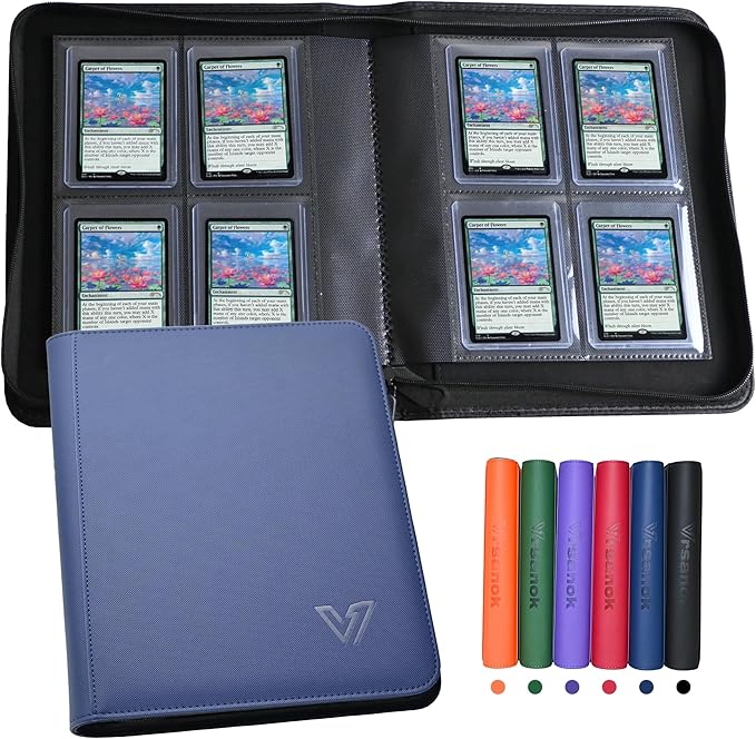 Toploader Binder 4 Pocket,Holds 128 Top Loaders,Top Loader Binder 4 Pocket for 3" x 4"Rigid Cards,Double Sided Card Binder Abulm in 3"x4"Toploaders for Trading Cards