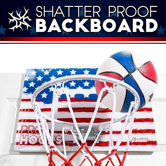 Franklin Sports Mini Basketball Hoops-Indoor Over The Door Mini Hoop+Basketball Sets-Perfect Accessory for Bedroom+Office
