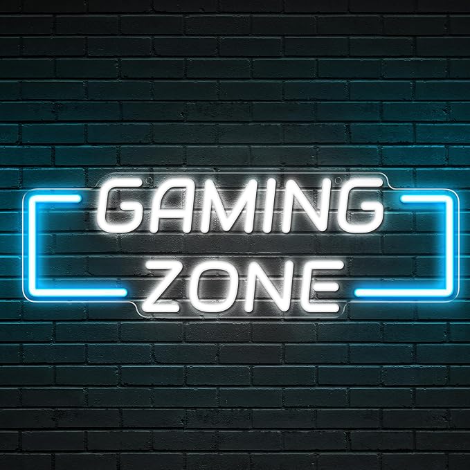 Kavaas Game Zone Neon Sign for Gameroom Wall Decor LED Light Signs - Gaming Zone Neon Sign for Teen Boy Bedroom- Best Gamer Gifts for Teenager, Kids