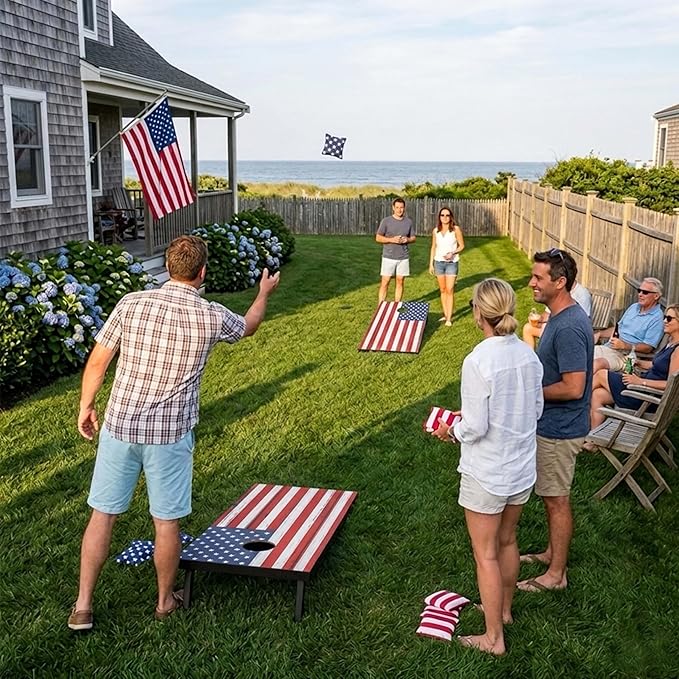 Portable Cornhole Board Set - Premium MDF Wood Corn Hole Game with 8 Regulation Bean Bags, for Backyard, Camping, and Outdoor Tailgating - Choose 3x2' Tailgate or 4x2' Regulation Size