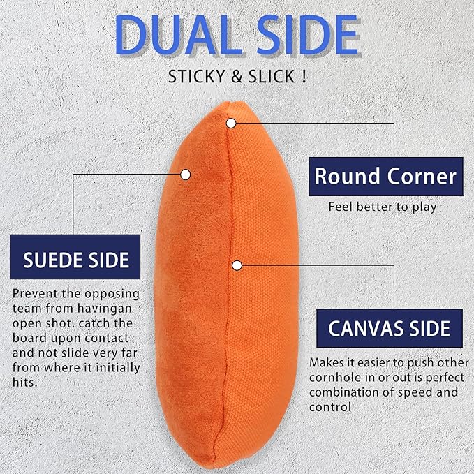 EunHo Regulation Cornhole Bags Set of 8 - Dual Sided Slick and Stick Cornhole Bean Bags for Tossing Game Professional All Weather Pro Corn Hole Bags with Tote Bag