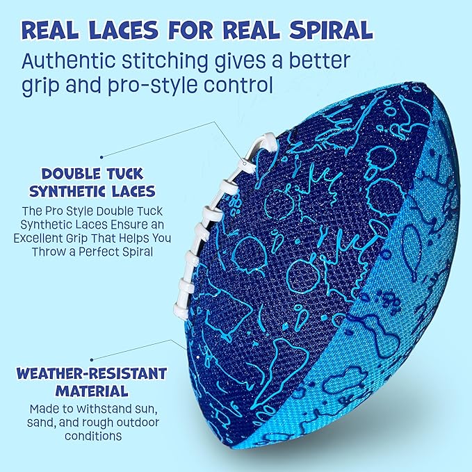 BAMMAX Waterproof Football for Pool, Beach, Outdoor and Indoor Play - 6.5 inch Size, Durable & Double Laced, Perfect for Beach Accessories, Kids Games, Pool Toys for Kids 3+ Years, All-Weather Games.