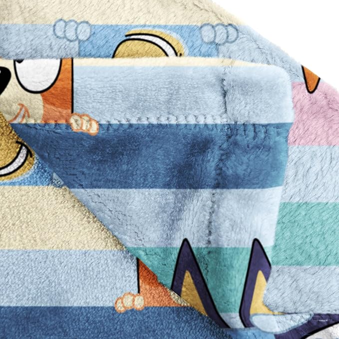 Jay Franco Plush Throw Blanket – 46" x 60" Inch Cartoon Kids Soft & Cozy Fleece Throw for Bedroom & Couch Décor, Official Licensed Product, Multi - Bluey