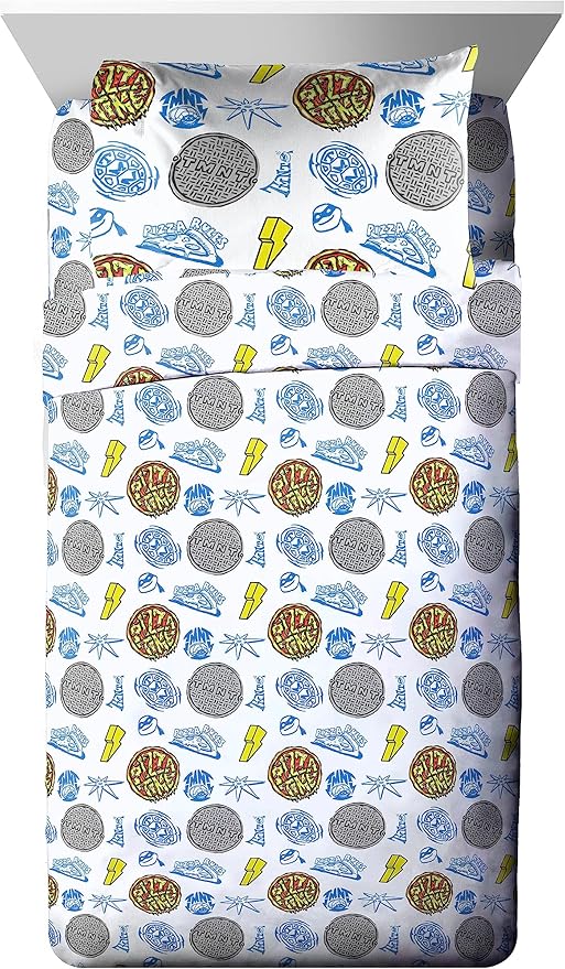 Jay Franco Nickelodeon Teenage Mutant Ninja Turtles Twin Comforter Set - 5 Piece Bedding Includes Sheet Set & Pillow Covers - Super Soft Mutant Mayhem Microfiber Bed Set