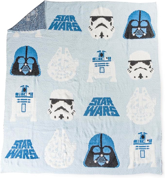 Jay Franco Star Wars Feather Knit Fluffy Throw Blanket - Darth Vader and R2D2 Fuzzy Blanket Measures 50 x 60 inch - Super Soft Lightweight Bedding