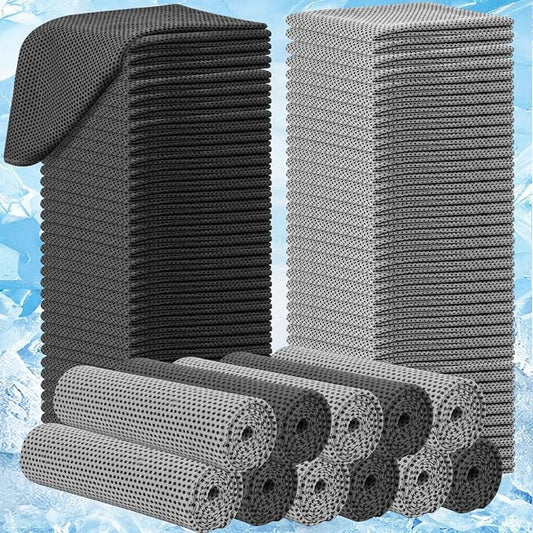 BBTO 80 Pcs 32 x 12 Inch Microfiber Cooling Towels, Ice Cold Towel for Neck and Face Breathable Chilly for Yoga, Sport, Gym, Workout, Camping and More Activities(Dark Gray and Light Gray)
