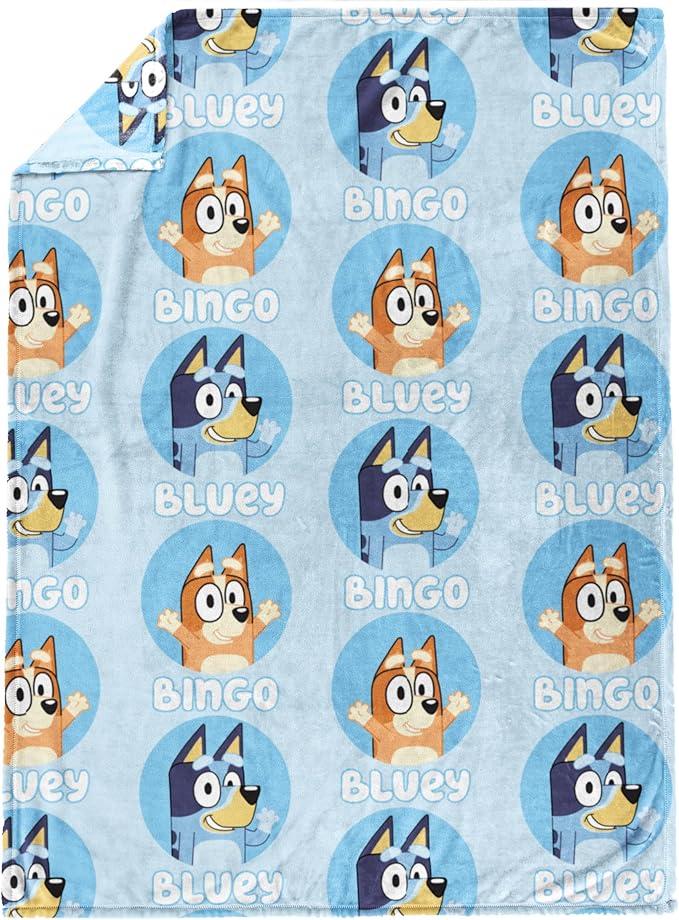 Jay Franco Bluey & Bingo Plush Throw Blanket for Boys & Girls – 46" x 60" Soft Fleece Kids Blanket for Bedroom, Couch & Travel, Official Licensed Product