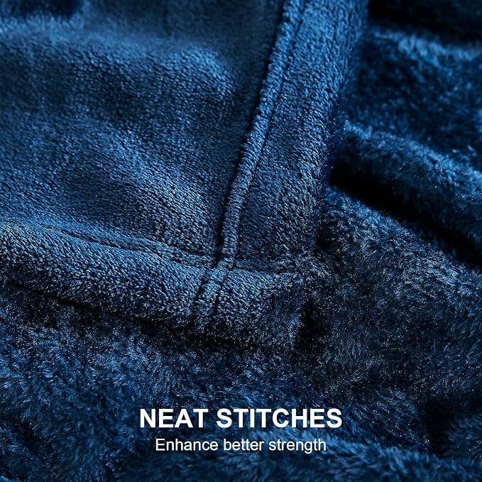 Hansleep Throw XL Navy Blue Fleece Blanket, Soft Flannel Bed Blanket | Fuzzy Cozy Blanket 50x70 Inches, Multi-use for Bed, Sofa, Couch, Travel, Camping, All Season Warm Lightweight Cover