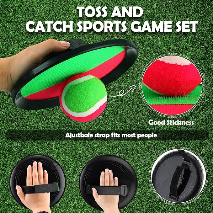Charniol Kids Toys Toss and Catch Game Set 12 Paddles 6 Balls Beach Game Outdoor Ball Sports Games Toss and Catch Ball Set with Paddles Ball Nylon Catch Toys for Kids Adults