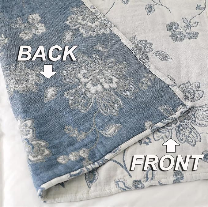 MSGKV Summer Throw Blanket 60"x80" 100% Cotton Woven Decorative Throw | 100% Cotton Woven, Decorative Throw Blanket, Soft & Lightweight, Couch & Bed Use, Living Room Accent, Machine Washable