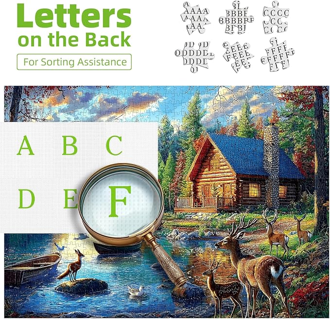 Blueforest 1000 Piece Jigsaw Puzzle for Adults Lake Lodge & Elk Landscape Puzzle Hard Impossible Difficult Challenging Puzzles for Adults, Perfect for Game Nights Family