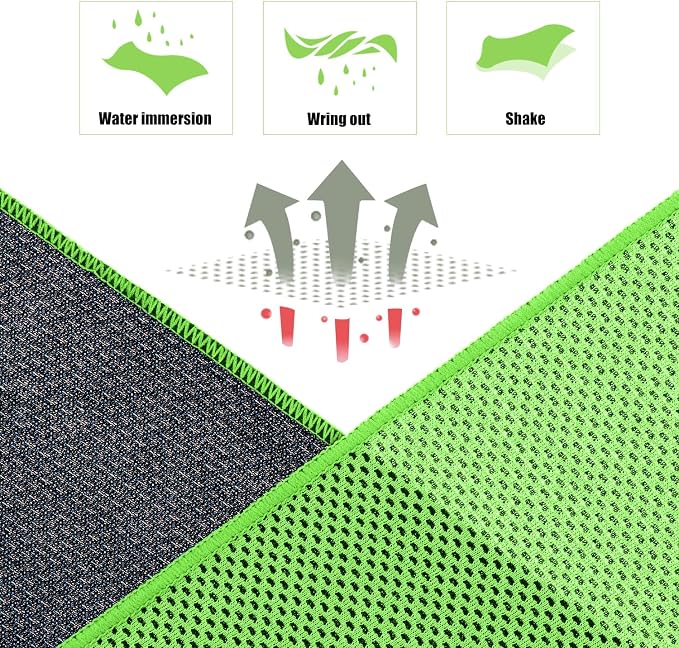 Cooling Towel (Pack of 20, 40"x12") with Pouches for Sports, Workout, Fitness, Gym, Yoga, Golf, Pilates, Travel, Camping & More
