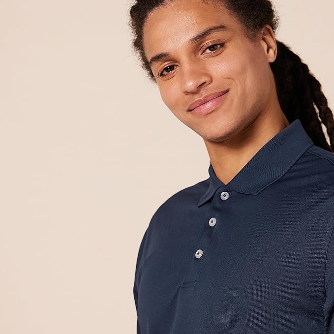 Amazon Essentials Men's Moisture Wicking Golf Polo Shirt, Short Sleeve, Slim-Fit, Quick-Dry, Active Wear