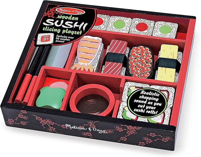 Melissa & Doug Sushi Slicing Wooden Play Food Set