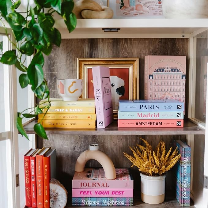 4 Pcs Decorative Books | Faux Pastel Coffee Table & Shelf Decor | Soft Muted Look for Living Room, Office and Entryway - Not Real, Tool-Free 2-Min Setup