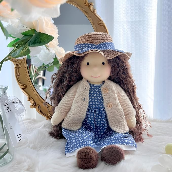 Handmade Waldorf Soft Girl Rag Doll Basia 12" - Ideal First Plush Doll for Babies & Toddlers