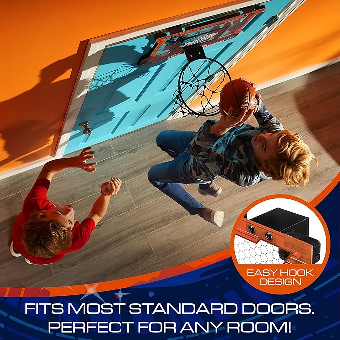 NERF Basketball Hoop Set - Pro Hoop Mini Hoop Set with Mini NERF Basketball - Steel Rim Great for Dunking