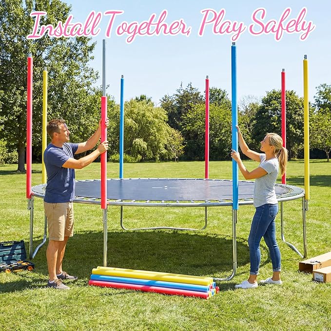 Gemscream 12 Pcs Trampoline Pole Foam Sleeve 35.4" Length 2026 Upgrade Materials Waterproof Trampoline Poles Cover Replacement for Outdoor Accessories