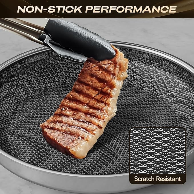 Hybrid Nonstick 8-Inch Frying Pan,Non Stick Frying Pan,PFAS PFOA PTFE Free,Stay-Cool Handle, Dishwasher-Friendly, Oven-Safe Up to 600°F, Induction Ready, Compatible with All Cooktops