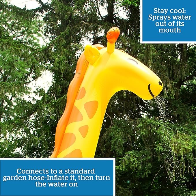 BigMouth Inc. Giant Giraffe Inflatable Sprinkler for Kids, Backyard Water Toy with Simple Inflate/Deflate, Fun Summer Activities