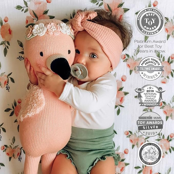 cuddle + kind Penelope The Flamingo Little 13" Hand-Knit Doll – 1 Doll = 10 Meals, Fair Trade, Heirloom Quality, Handcrafted in Peru, 100% Cotton Yarn
